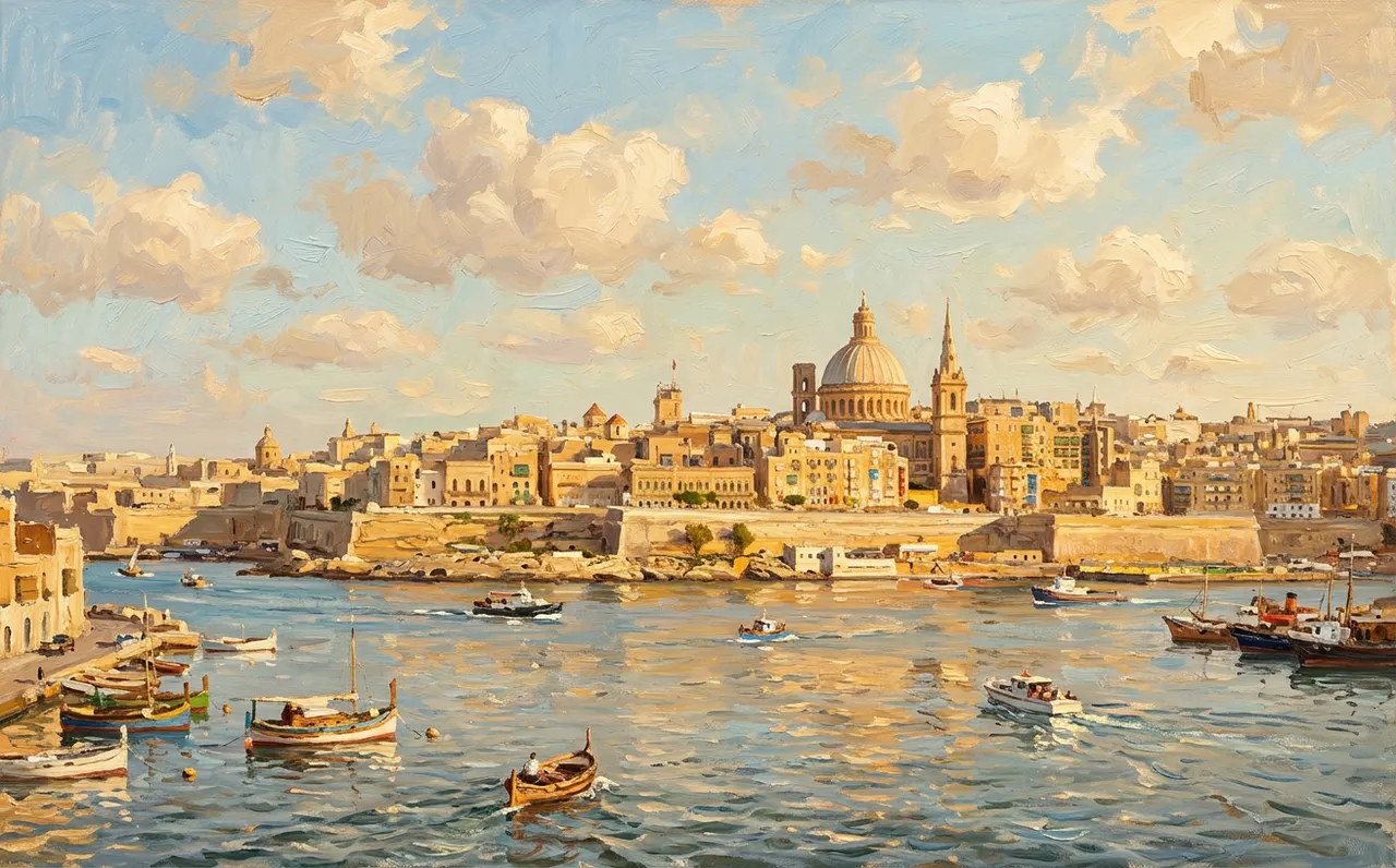 Valletta's limestone skyline across the Grand Harbour