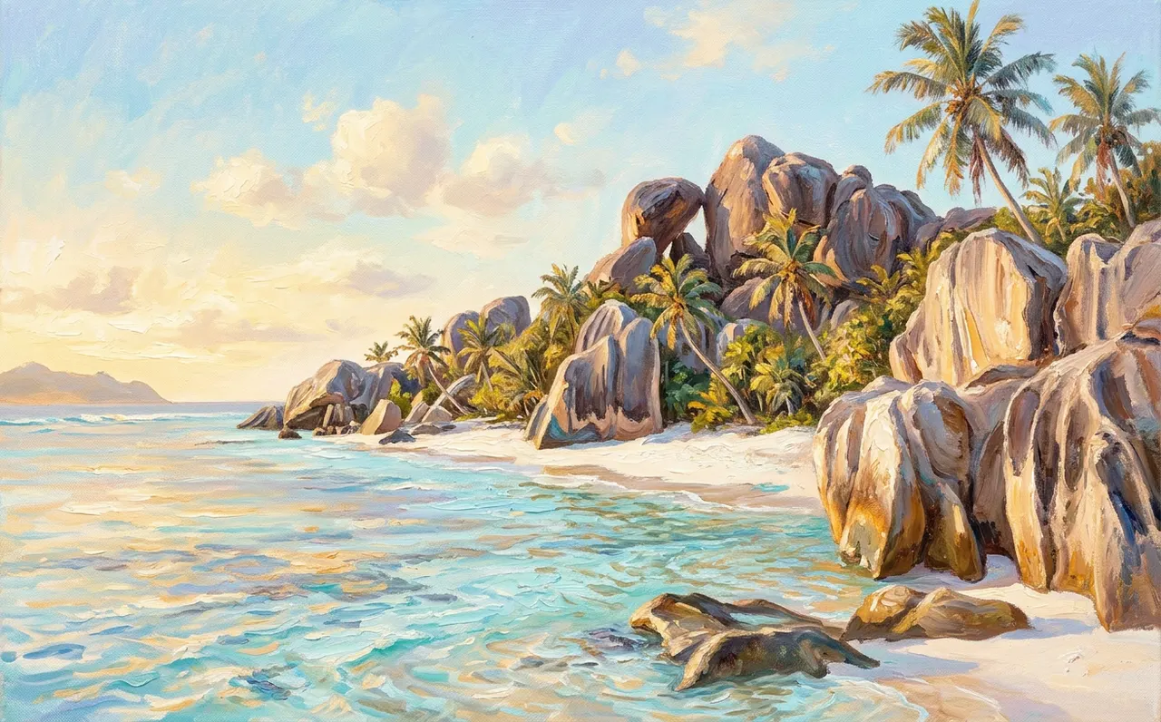 Granite boulders on a Seychelles beach